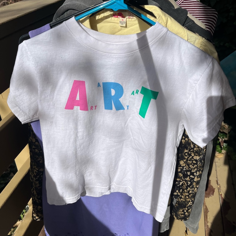 Art cropped white tank